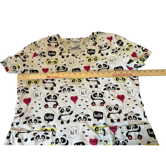 Scrub Star Pandas Hearts Hello Hi Medium V Neck Top Dental Nursing Veterinary - Picture 5 of 6